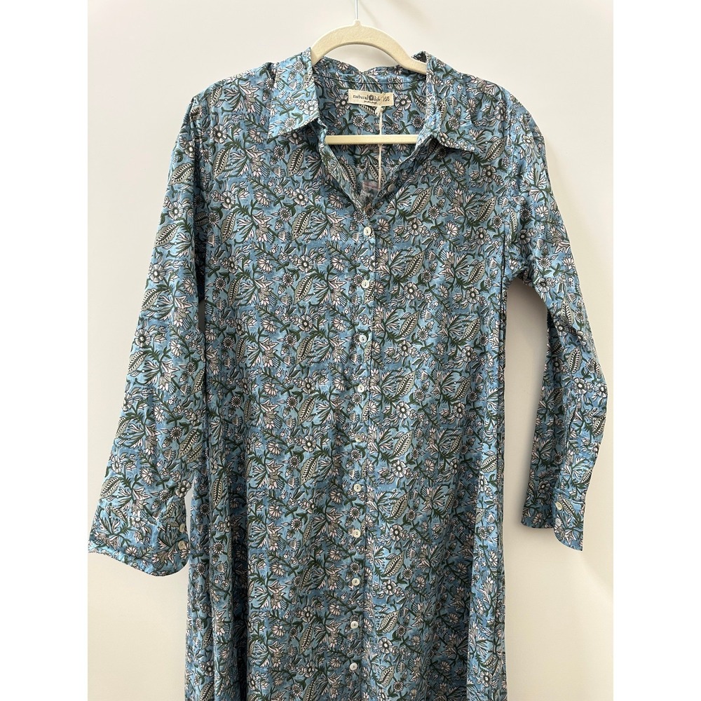 NWT Natural Life Drew Floral Maxi Boho Shirt Dress LS Button-Up Modest XS / S - Picture 3 of 16